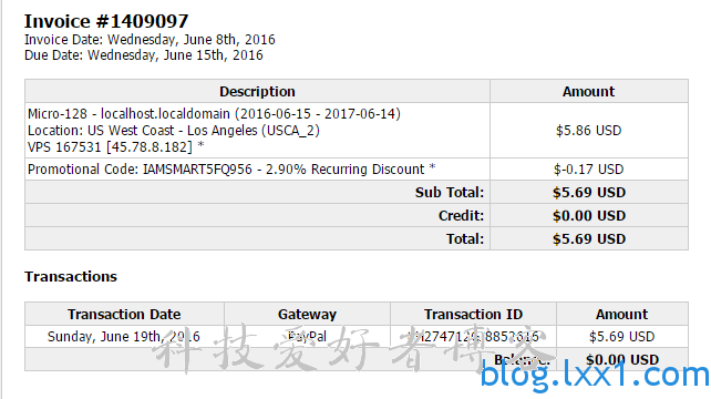 Bandwagon Host - Invoice